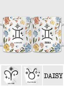 Floral Zodiac Sign - Personalized Horoscope Mug