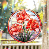 Stained Glass Birth Month Flowers - Personalized Birthday Window Hanging Suncatcher Ornament