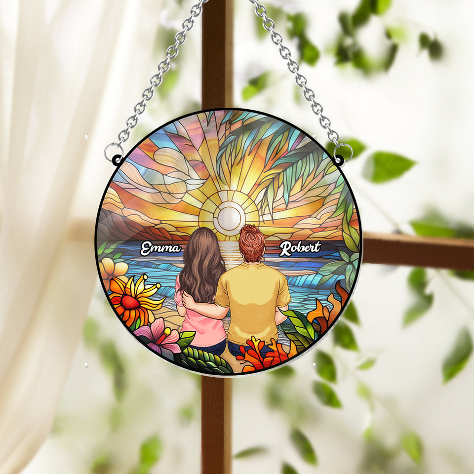I Love You - Personalized Couple Window Hanging Suncatcher Ornament