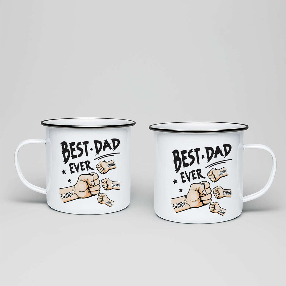 Best Dad Ever Fist Bump - Personalized Father Enamel Mug