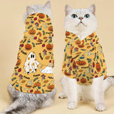Cute Ghost Dog Pumpkin Ghost & Bat - Personalized Dog Pet Hoodie