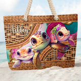 Cute Turtle - Personalized Turtle Beach Bag