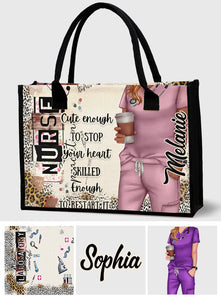 Funny Nurse Leopard Gift For Nurse, CNA, CMA, Doctor - Personalized Nurse Canvas Tote Bag