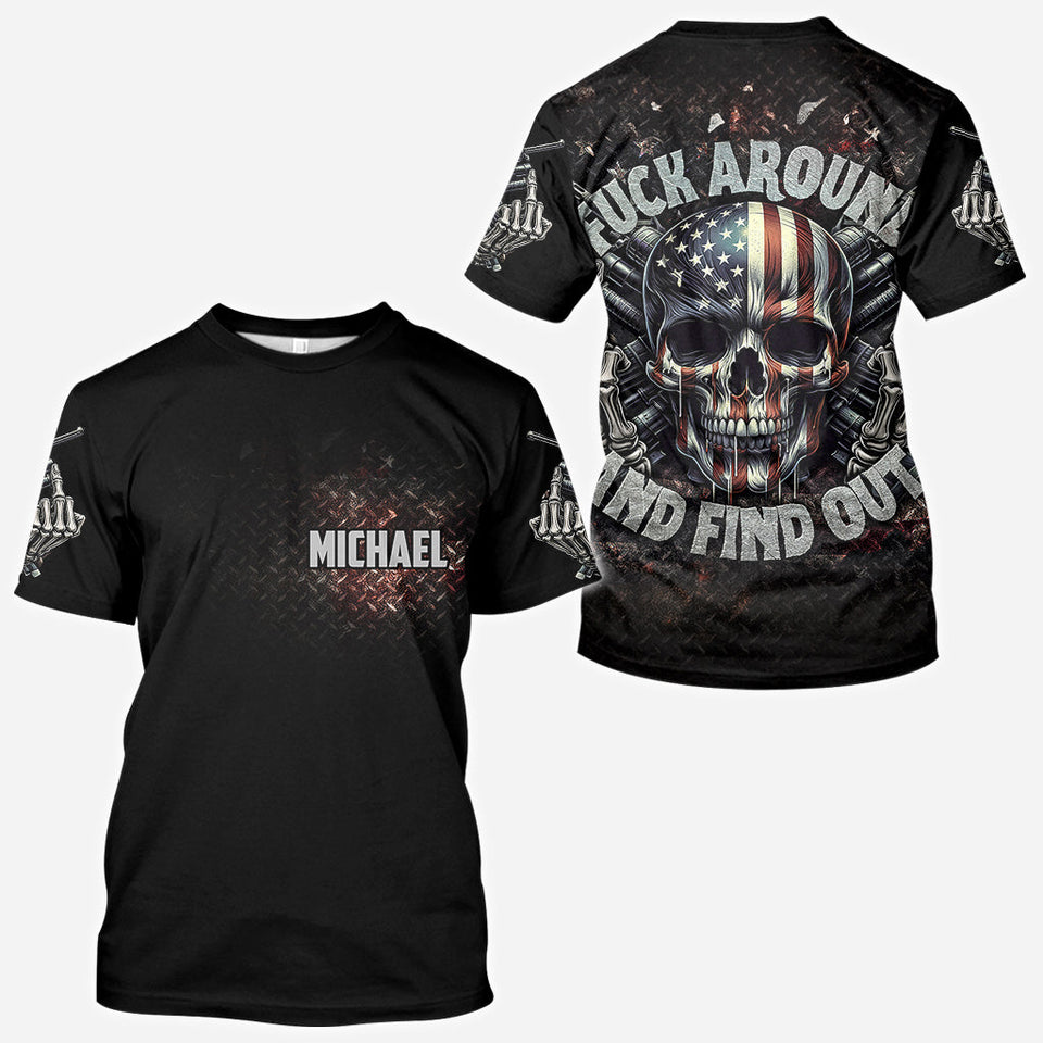 American Flag Skeleton - Personalized Skull All Over Shirt