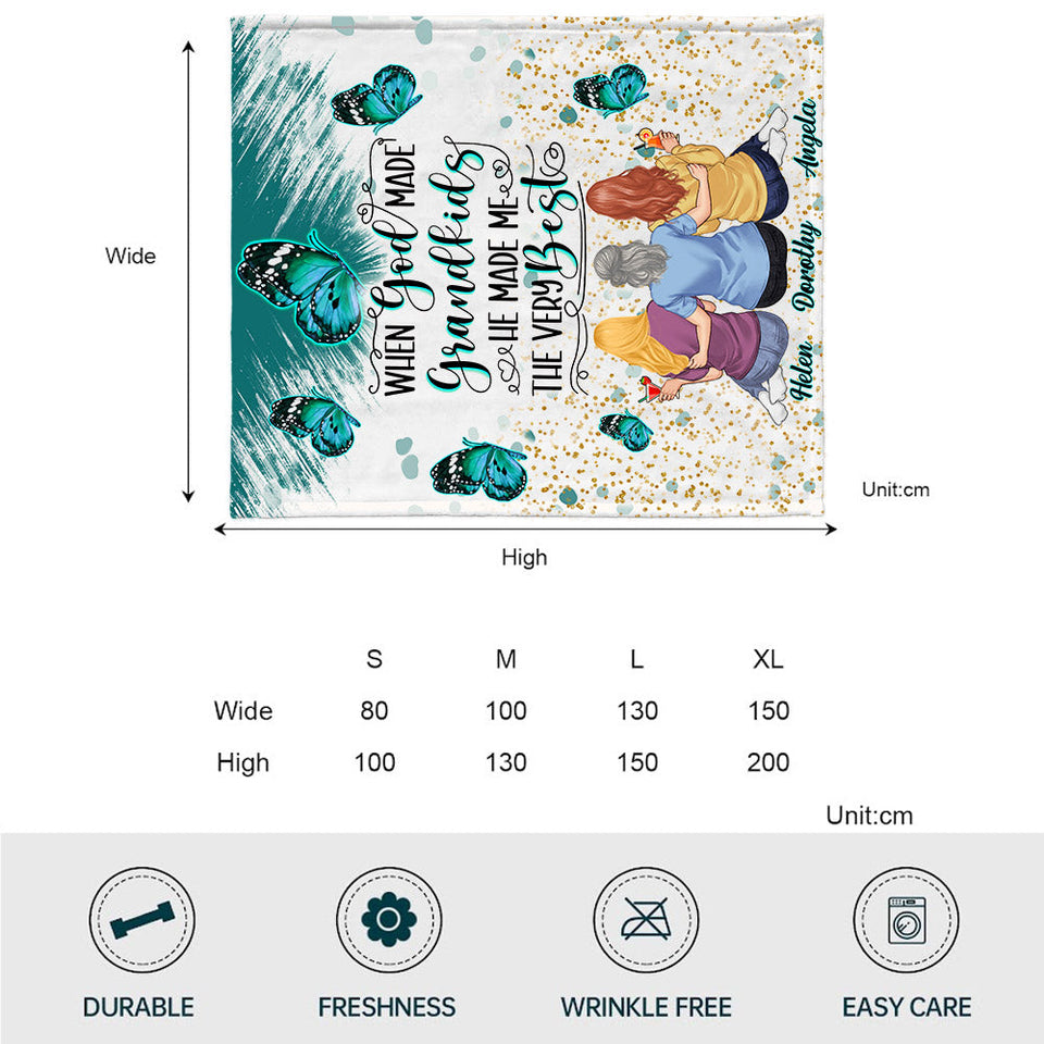 When God Made Grandkids He Gave Me The Best - Personalized Grandma Blanket