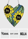 Mom Grandma Green Heart Sunflower - Personalized Grandma Window Hanging Suncatcher Ornament