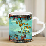 You And Me And The Sea - Personalized Turtle Heart Handle Mug
