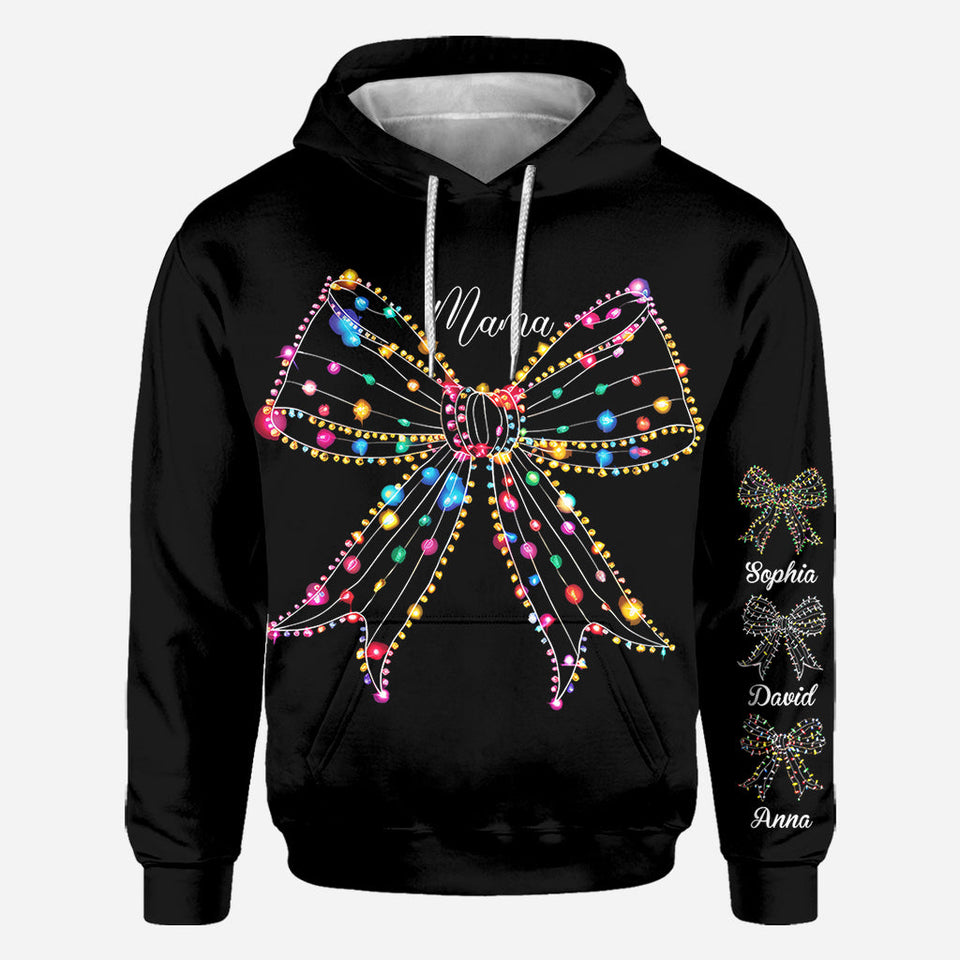 Christmas Light Coquette Bow - Personalized Mother All Over Shirt