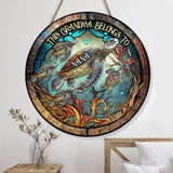 This Grandma/Momma Belongs To - Personalized Grandma Round Wood Sign