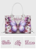 Floral Butterflies - Personalized Butterfly Leather Handbag