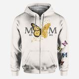 Mom Est. Any Year Botanical Butterfly - Personalized Mother All Over Shirt