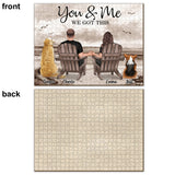 Couple With Dogs Beach Landscape Retro Vintage - Personalized Couple Jigsaw Puzzle