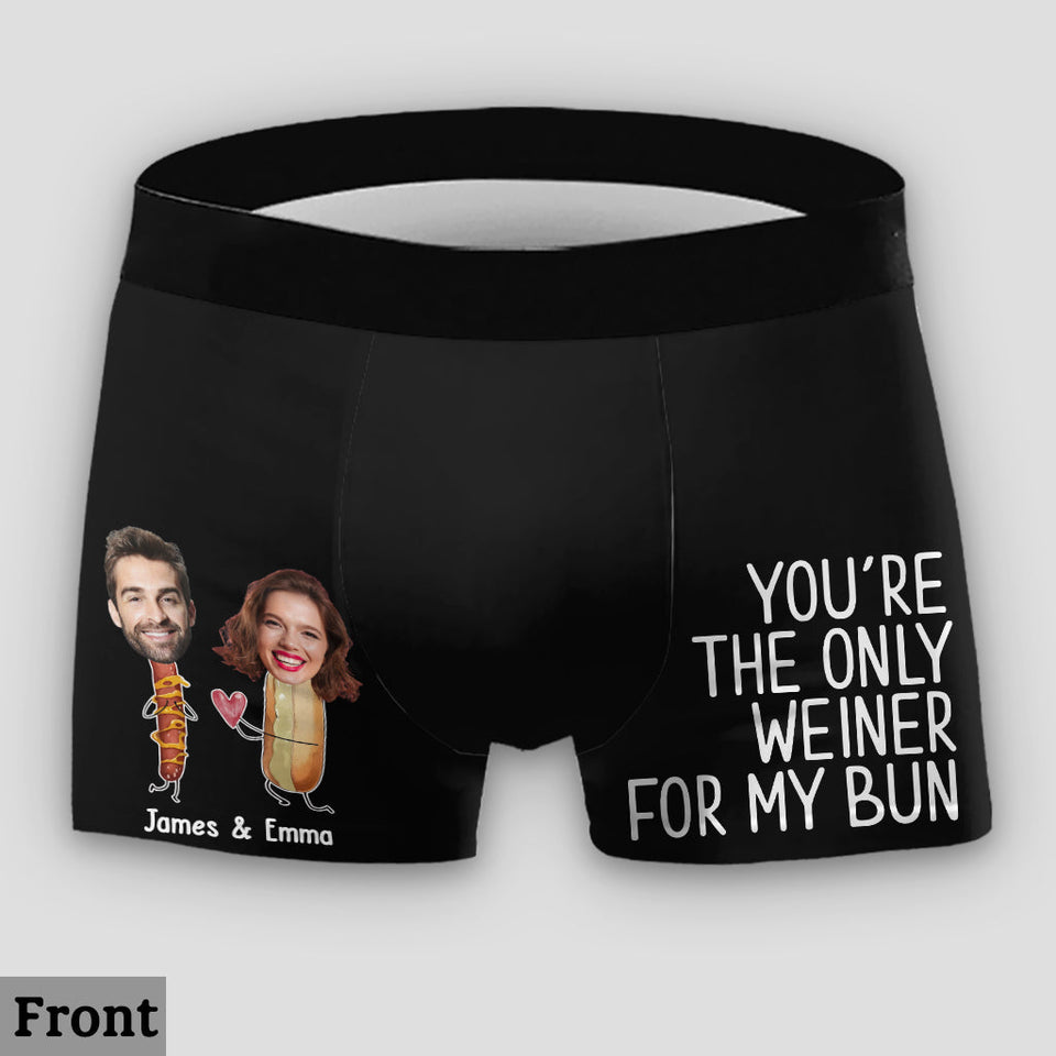 You're The Only Weiner For My Bun - Personalized Couple Lace Border Women Briefs And Men’s Boxer Briefs
