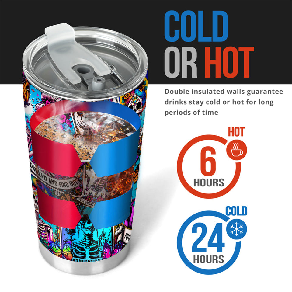 Fck Around And Find Out - Personalized Skull Tumbler