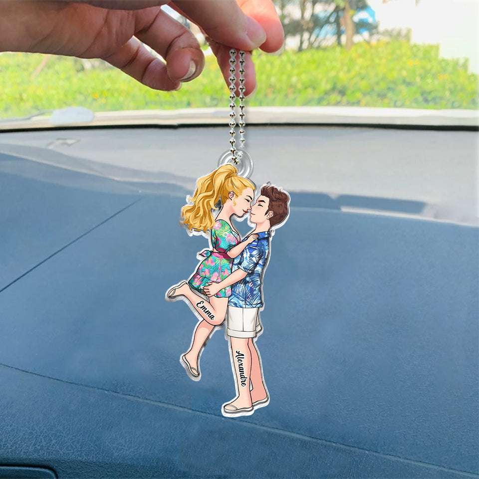 Drive Safe I Love You - Personalized Couple Custom Shaped Car Ornament