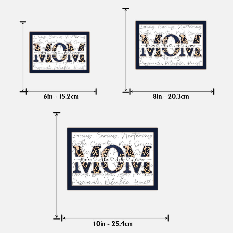 Mom With Kids' Names - Personalized Mother 2 Layered Wood Sign / Wood Plaque