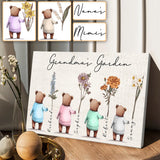 Grandma's Garden Baby Bears Birth Flowers - Personalized Grandma Canvas And Poster
