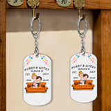 Hubby & Wifey - Personalized Husband And Wife Stainless Steel Keychain