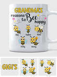 Grandma's Reasons To Bee Happy - Personalized Bee Mug