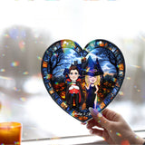 Halloween Is Coming - Personalized Couple Window Hanging Suncatcher Ornament