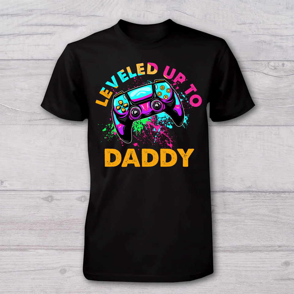 Level Up To Dad Grandpa... - Personalized Video Game T-shirt And Baby Onesie