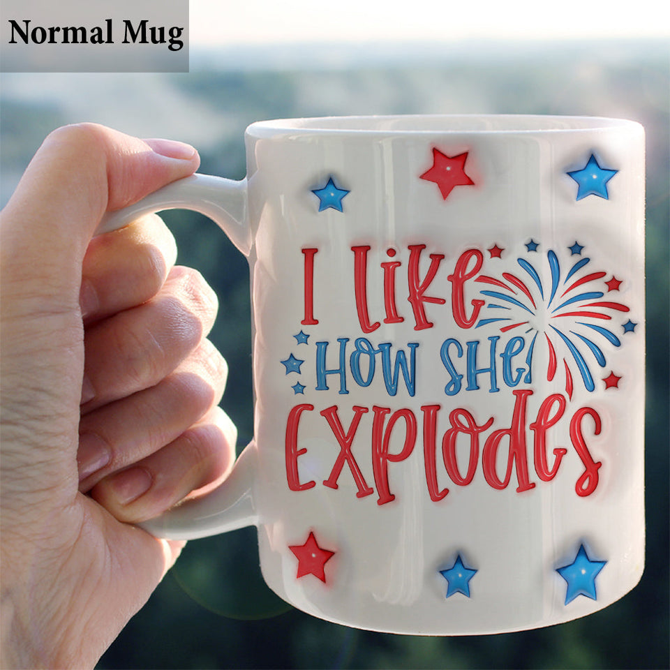 I Like How He Bangs I Like How She Explodes 4th July - Personalized Couple Mug
