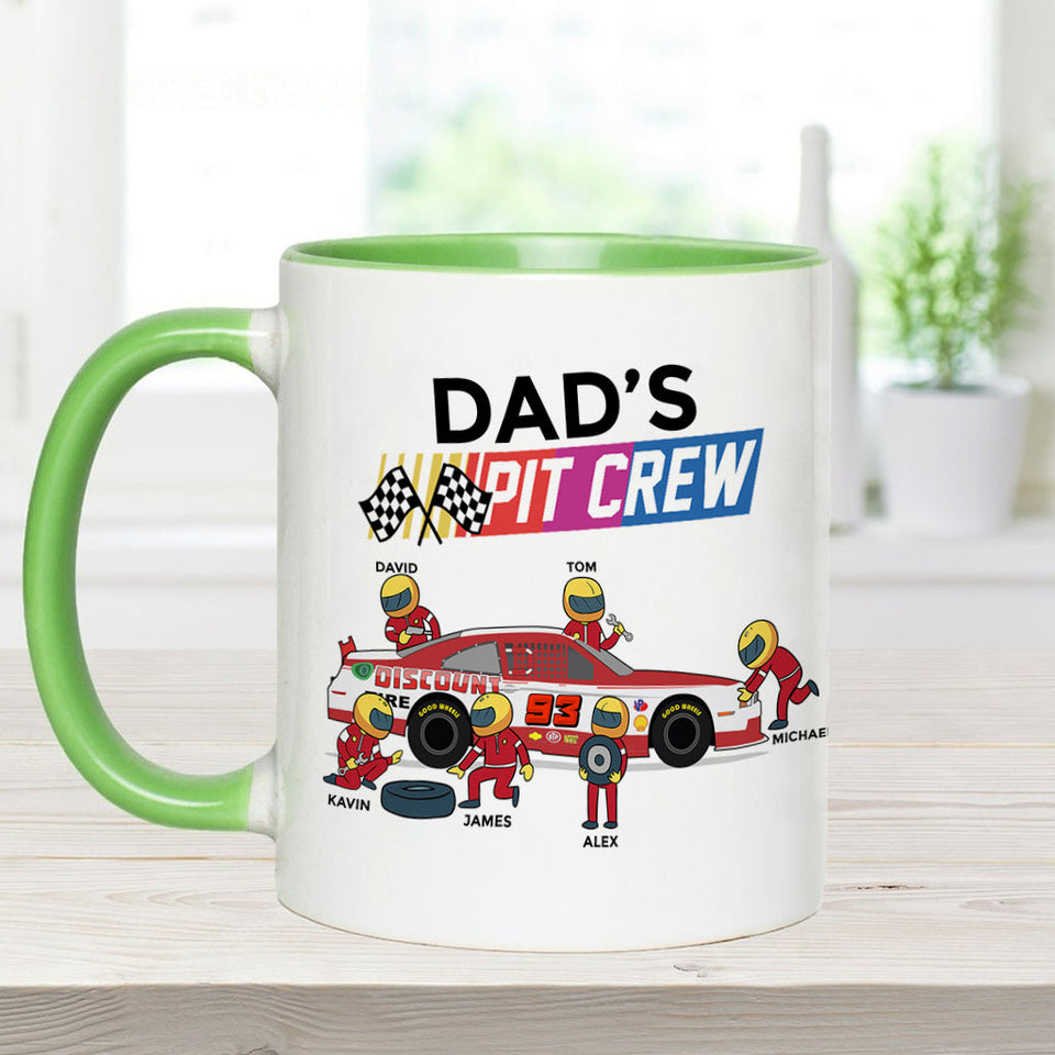 Dad's Pit Crew - Personalized Racing Accent Mug
