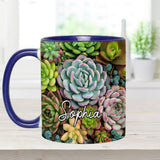 Beautiful Cactus Succulents Plants - Personalized Cactus Accent Mug