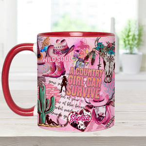 A Country Girl Can Survive - Personalized Country Girl Accent Mug