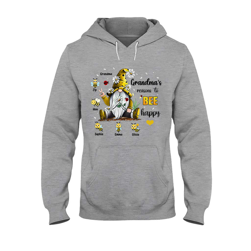 Grandma's Reasons To Bee Happy - Personalized Grandma T-shirt And Hoodie