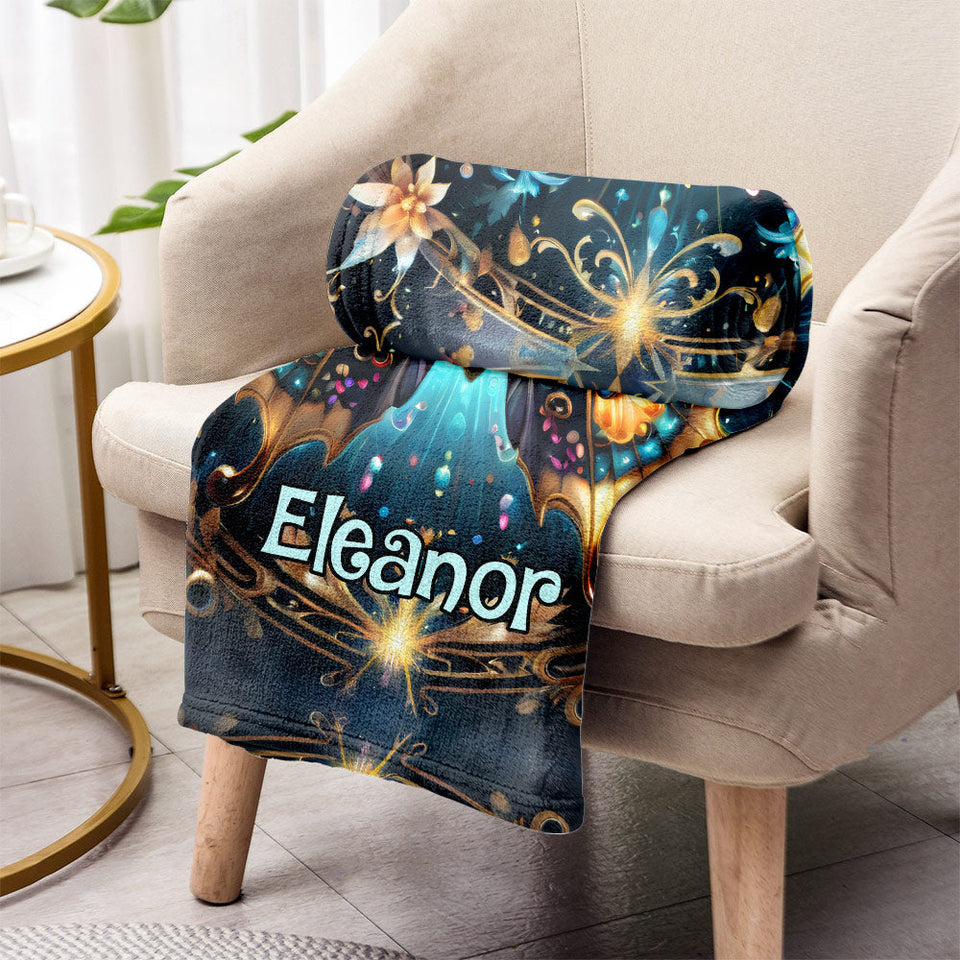 Stunning Gold Butterfly - Personalized Butterfly Blanket