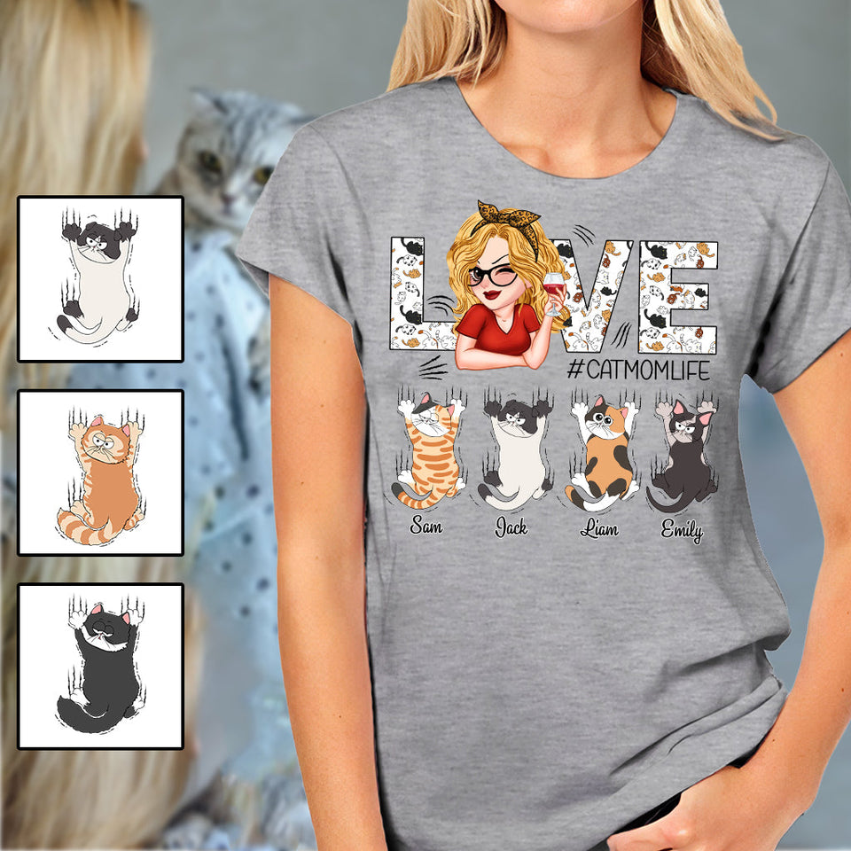 Love Cat Mom Life - Personalized Cat T-shirt And Hoodie