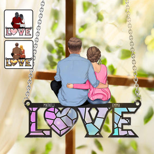 I Love You - Personalized Couple Window Hanging Suncatcher Ornament