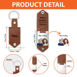 Mother And Daughter And Son Forever Linked Together - Personalized Mother Leather Photo Keychain