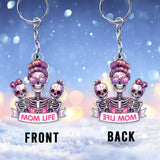 Mom Life - Personalized Skull Custom Shaped Keychain