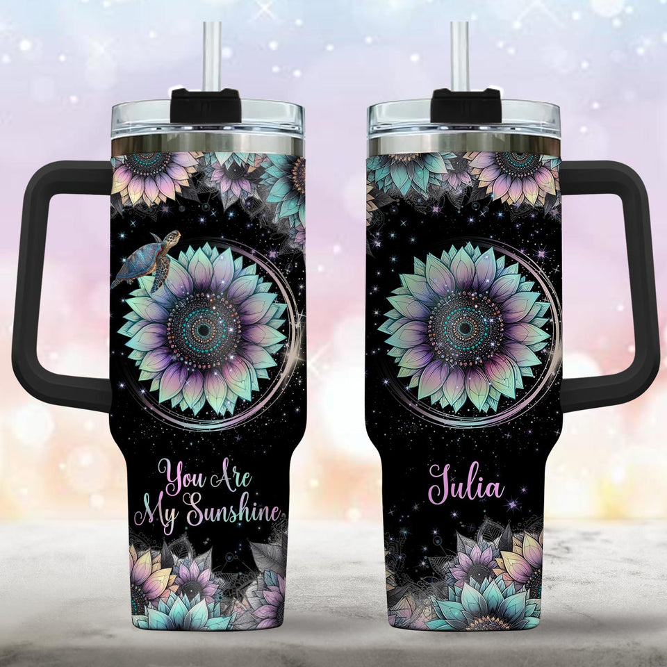 You Are My Sunshine - Personalized Turtle Tumbler With Handle