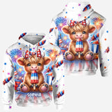 4th Of July Highland Cow - Personalized All Over Shirt