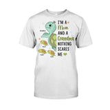 Nothing Scares Me Grandma Turtle Version - Personalized Grandma T-shirt And Hoodie