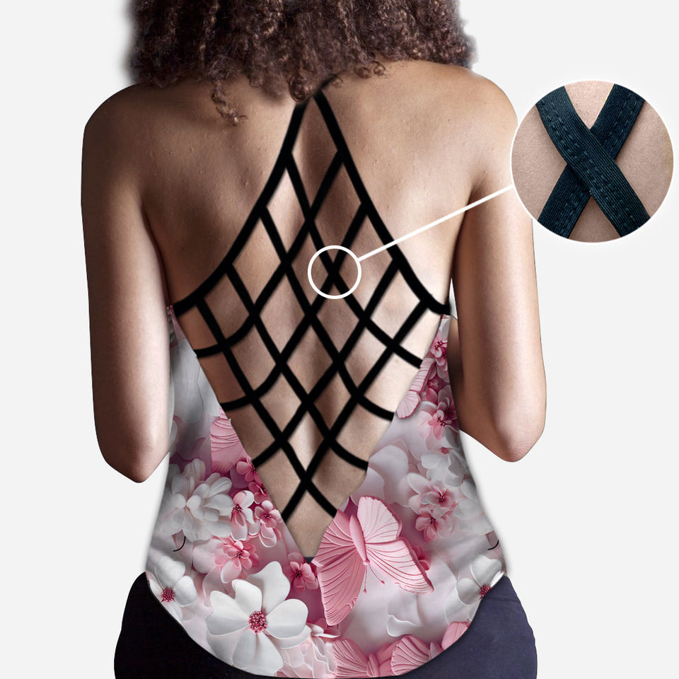 Wonderful Butterflies - Personalized Butterfly Cross Tank Top