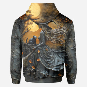 Beautiful Witch & Her Black Cat - Personalized Witch All Over Shirt