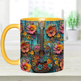 Vintage Hippie Guitar - Personalized Hippie Accent Mug