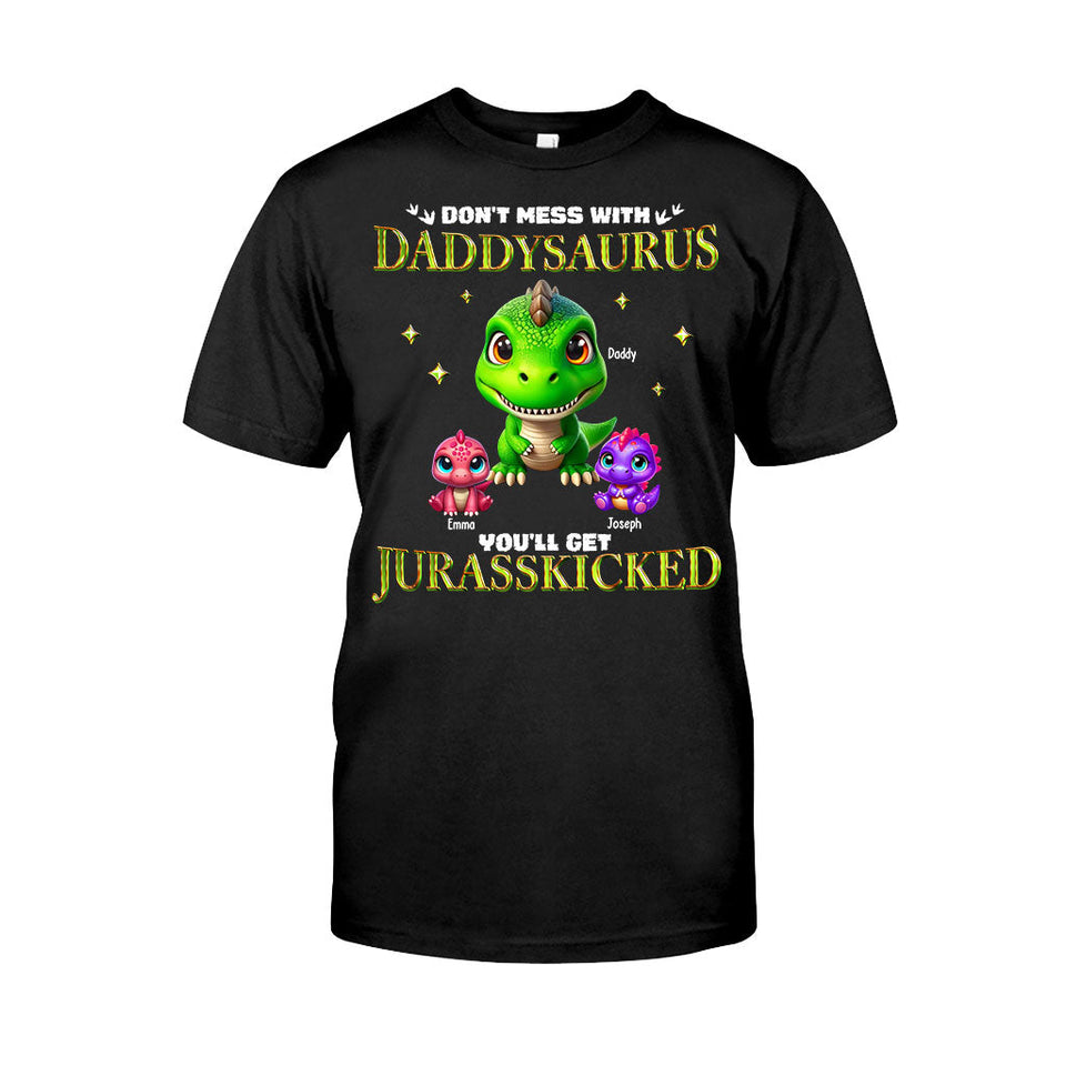 Daddysaurus Grandpasaurus 3D Dinosaurs - Personalized Father T-shirt And Hoodie