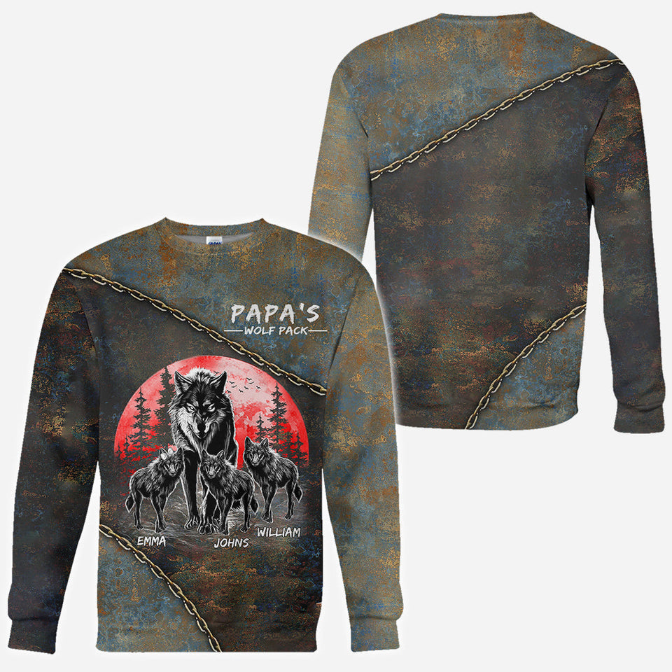 Papa Wolf Pack - Personalized Father All Over Shirt