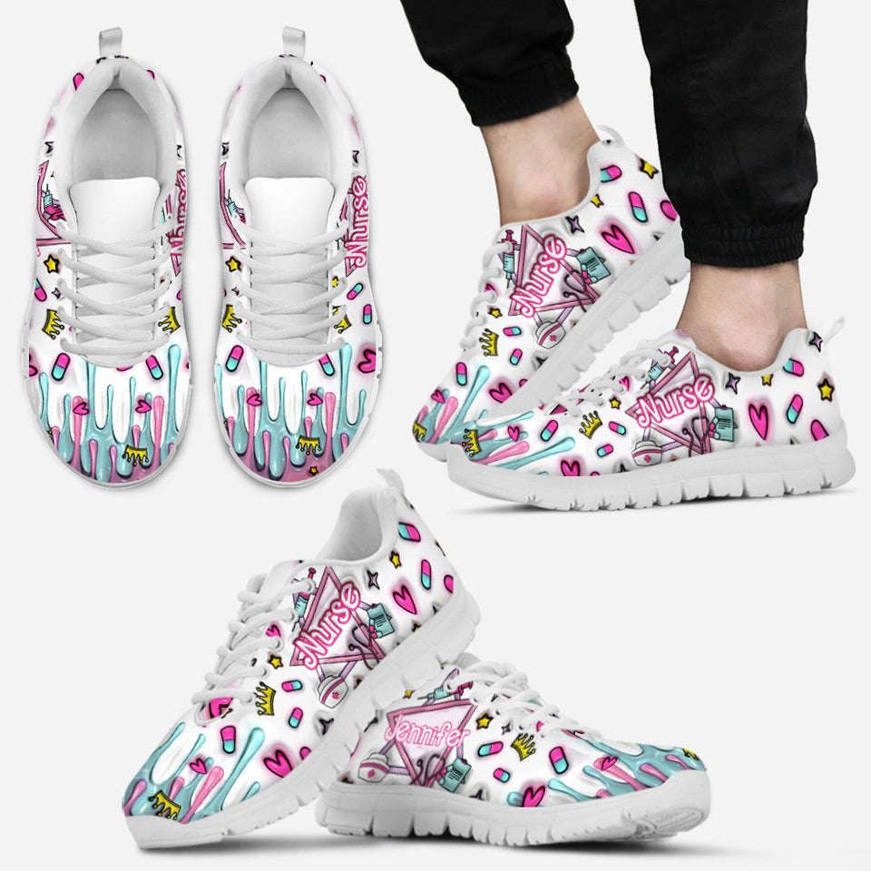 Nurse Life Pink Doll Inflated - Personalized Nurse Sneakers