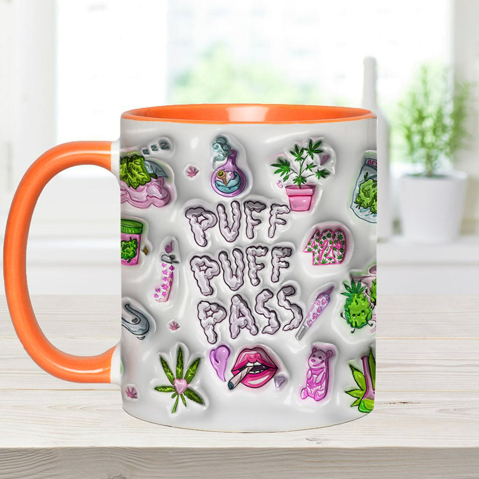 Puff Puff Pass Inflated 3D - Personalized Weed Accent Mug
