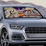 Three Funny Raccoons Animals Windshield - Personalized Raccoon Car Sunshade