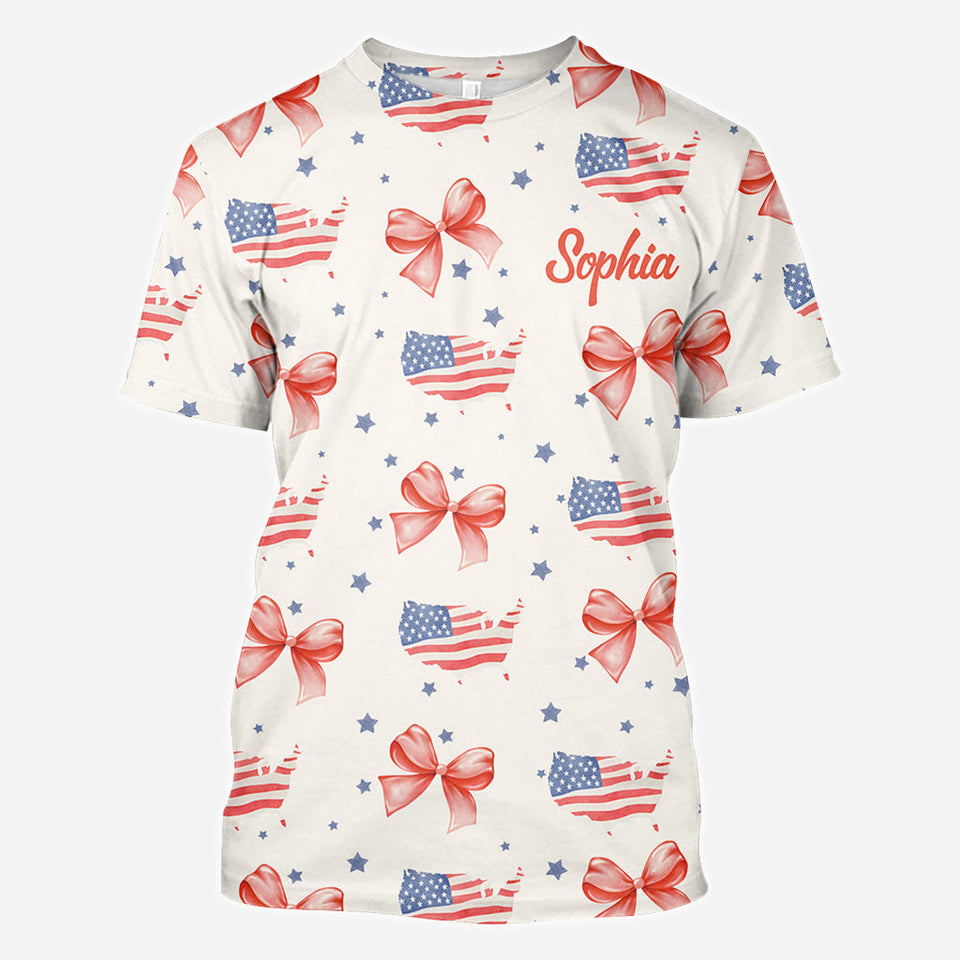 Coquette American Girl - Personalized Independence Day/ 4th of July All Over Shirt