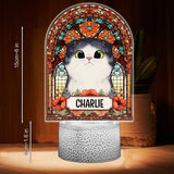 Pet With Stained Glass - Personalized Dog Shaped Plaque Light Base
