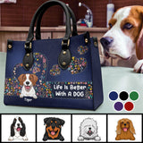 Life Is Better With Dogs - Personalized Dog Leather Handbag