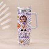 Feral Girl Summer - Personalized Sea Lover Tumbler With Handle